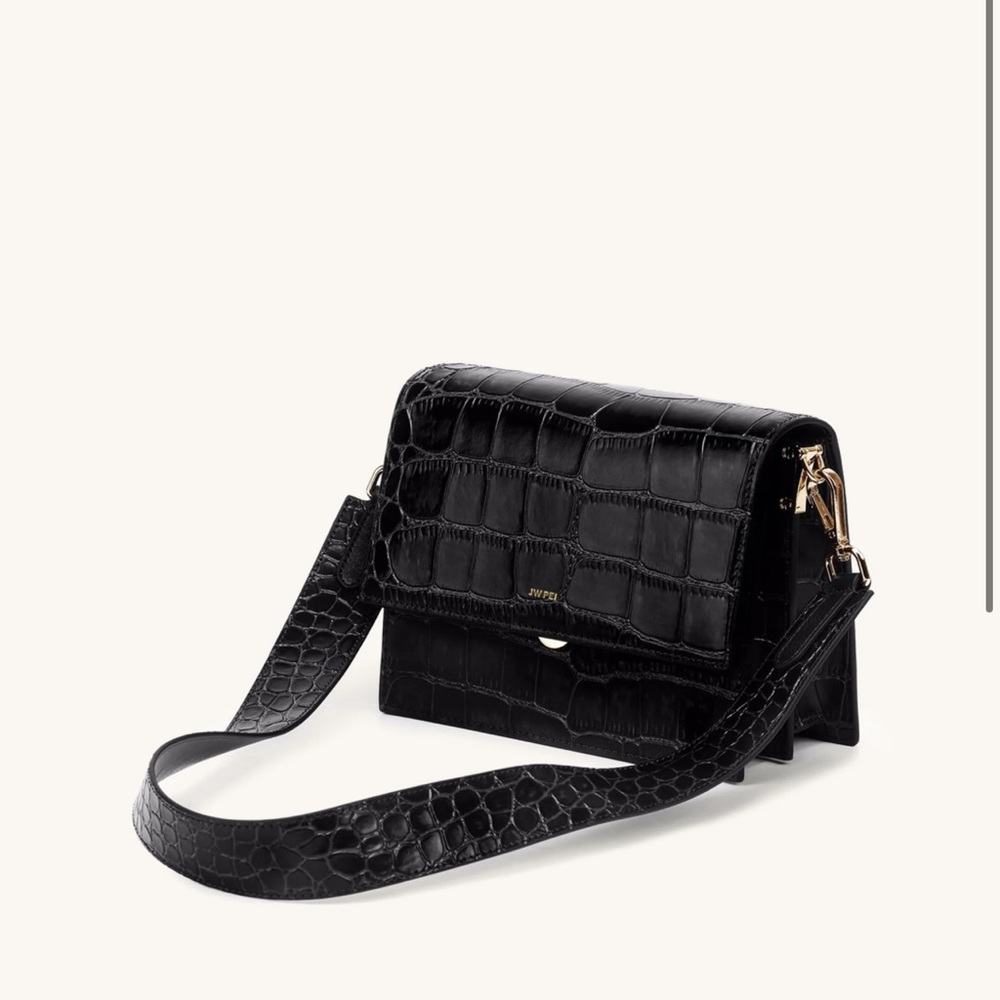 JW PEI Black Croc-Embossed Bag